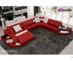 U Shaped Large Sectional Leather Sofa With Chaise