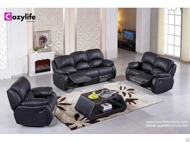 Manual Or Electric Lift Black Leather Recliner Sofa