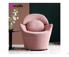 Modern Velvet Pink Lounge Chair With Swivel Function For Living Room And Bedroom