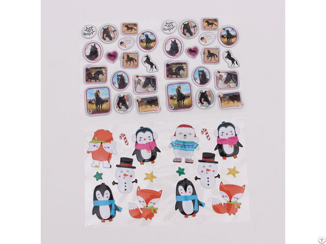 Cute Penguin Sparkly Glitter Puffy Sticker Set