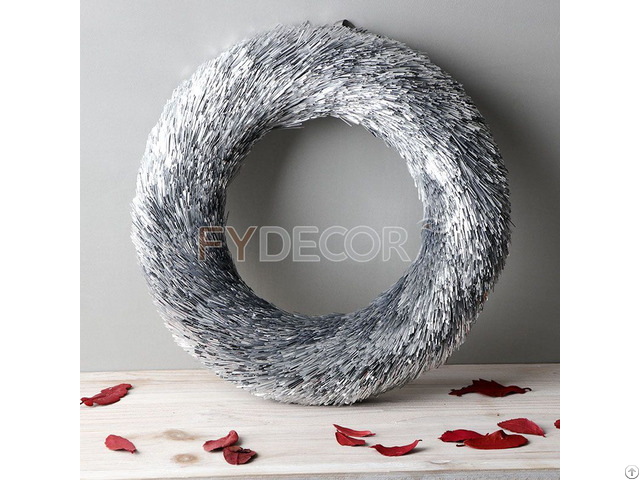 Christmas Wreath Glitter Handicraft Hanging Silver Door