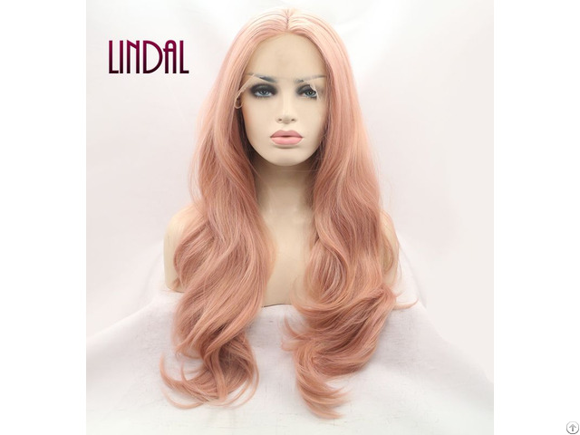 Lindal Handtied Fiber Lacefront Synthetic Wavy Wig For Ladies