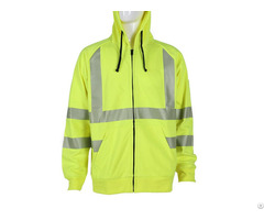 Hi Visibility Pullover Hooded Fleece Zip Up Sweatshirt With Zipper