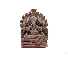 Natural Craft Gitagged Konark Stone Carving Ganesha 5 Faces Sculpture