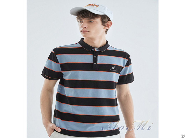 Polo Shirt Trendy Men S Summer New Trend Embroidery Color Striped Knitted Casual Top Aomi R0013 Polo Shirt Trendy Men S Summer New Trend Embroidery Color Striped Knitted Casual Top Aomi R0013