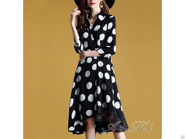 Black White Dot Long Dress From Aomi Clothing