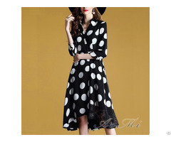 Black White Dot Long Dress From Aomi Clothing