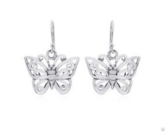 Figure Subtracted Silver Butterfly Earrings