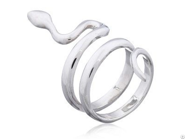 Smooth Coiled Snake Plain Silver Ring