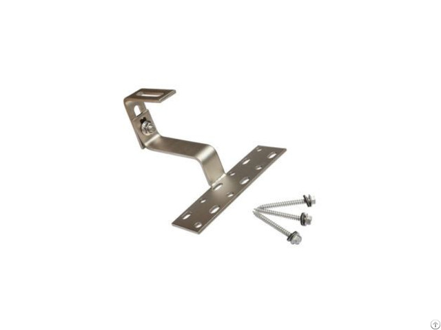 Adjustable Solar Curved Tile Roof Hooks For Panel Bottom Rail Mounting