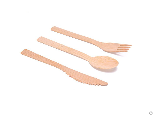 Bamboo Cutlery Set Complete With A Spoon Knife And Fork