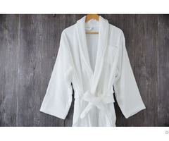 Terry 100 Percent Cotton Bathrobe Shawl Collar White Long Hotel