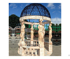 Natural Outdoor Marble Gazebo With Beautiful Women Column For Decorative