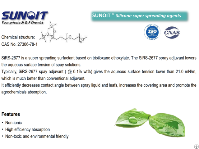 Slicone Super Spreading Wetting Adjuvant Trisiloxane Ethoxylate Sirs 2677