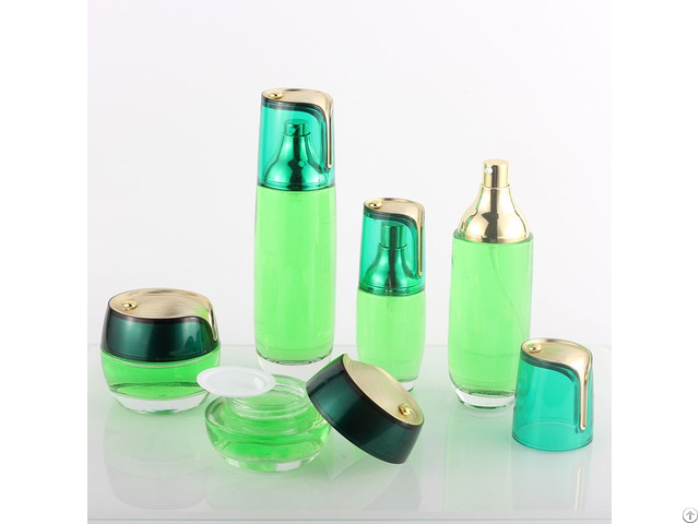 Latest New Model 100ml Green Skin Care Glass Cosmetic Lotion Bottle With 30g Jar