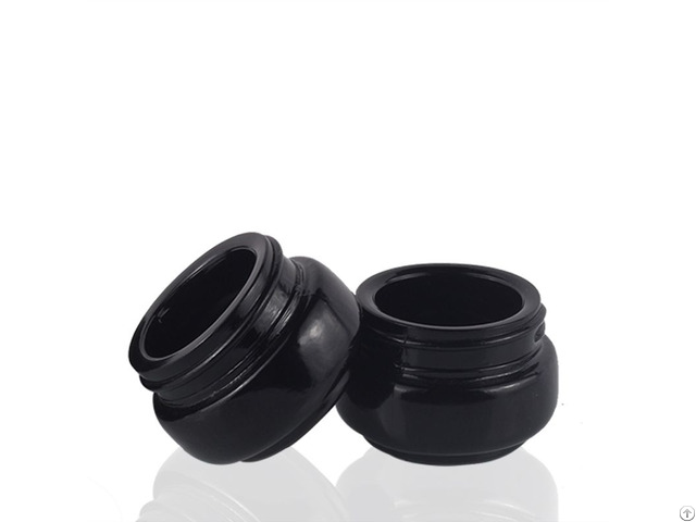 Fashionable 20g Round Black Glass Cosmetic Cream Jar With Customize Lid