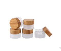 Fashionable Fancy Frosted 20g Glass Jars For Body Cream With Wooden Cap