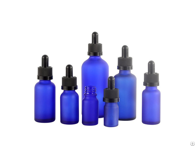 Excellent Quality 10ml 20ml 30ml 50ml Blue Frosted Glass Dropper Bottle