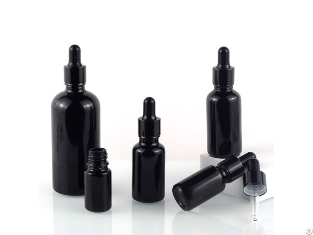 Supplier Wholesale Black Color 10ml 20ml Glass Essential Oil Bottle With Aluminum Dropper