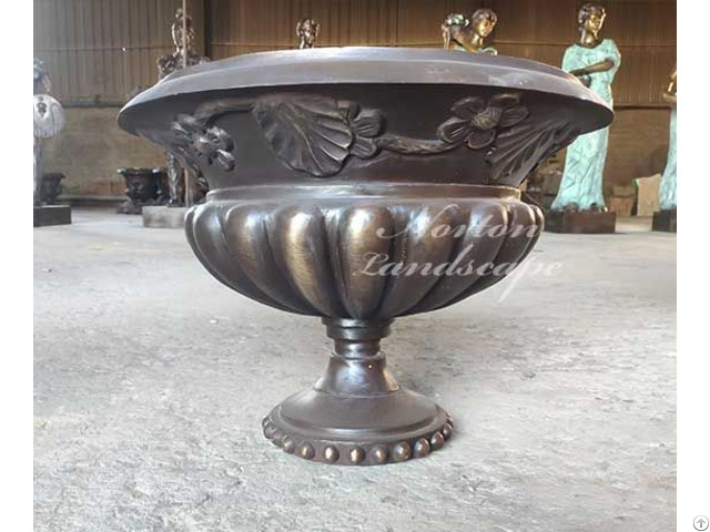 Hand Carved Bronze Flowerpot