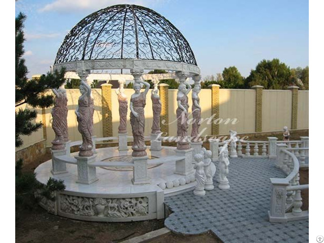 European Style Marble Gazebo With Woman Statue