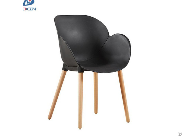 Al 821 Nordic Leisure Plastic Cafe Chair Modern Dining Armchair With Wooden Legs