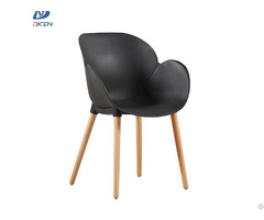 Al 821 Nordic Leisure Plastic Cafe Chair Modern Dining Armchair With Wooden Legs
