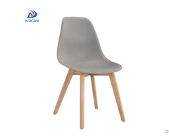 Al 805w Factory Wholesale Grey Dining Chair With Plastic Seat And Wood Legs For Sale