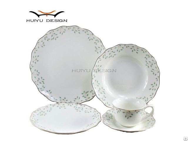 New Bone China Waved Rim Leaf 20pcs Dinner Set