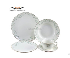 New Bone China Waved Rim Leaf 20pcs Dinner Set