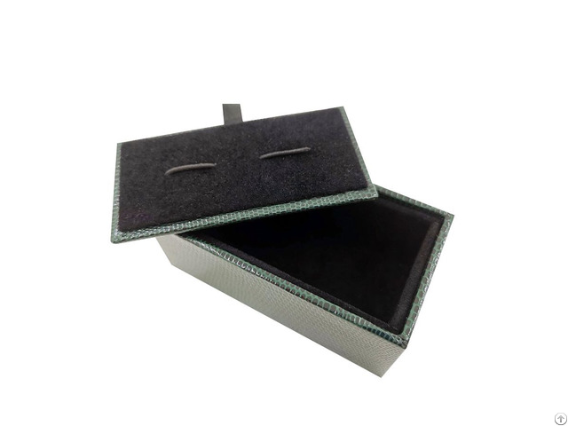 Custom Green Pu Leather Cufflink And Tie Clip Box