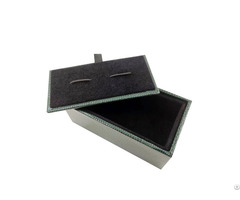 Custom Green Pu Leather Cufflink And Tie Clip Box