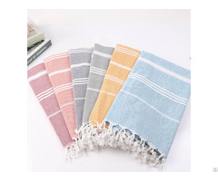 Striped Cotton Turkish Sports Bath Towel With Tassels