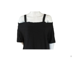 Cold Shoulder Black Fitted Tops For Girls