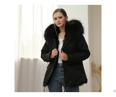 Women Real Fox Fur Parka Warm Short Garment Collar Detachable