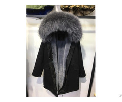 Casual Black Parka For Men And Women Winter Faux Fur Coat