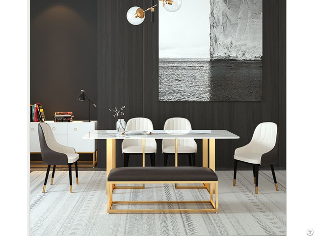 Modern Marble Dining Tables With Metal Chairs