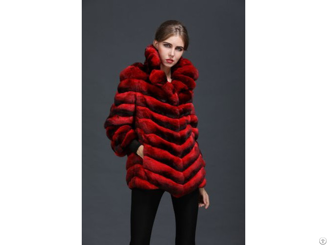 Natural Red Chinchilla Fur Coat Ladies Pretty Wear