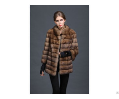 Genuine Fur Brown Chinchilla Bat Sleeve Women Luxury Coat