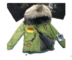 Vogue Outdoor Parka Men Army Green Short Fur Jacket With Beads