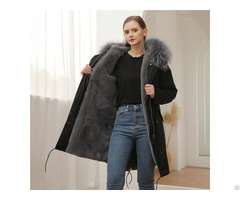 Geniality Long Women And Men Winter Parka Faux Fur Coat Raccoon Hood