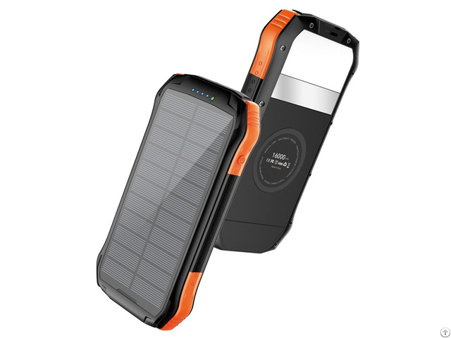 Solar Power Bank High Speed Double Usb Type C Output Input Outdoor Torch Waterproof