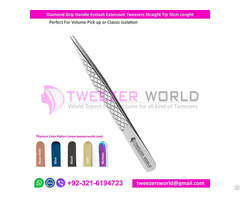 Diamond Grip Handle Eyelash Extension Tweezers Straight Tip