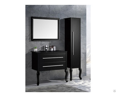 Black Floor Standing Bathroom Cabinet Set With Solidwood Legs