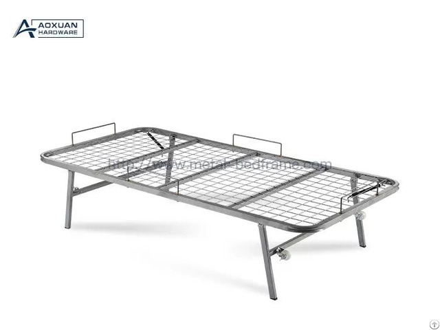 Single Gray Iron Net 90x190cm Collapsible Metal Bed Frame