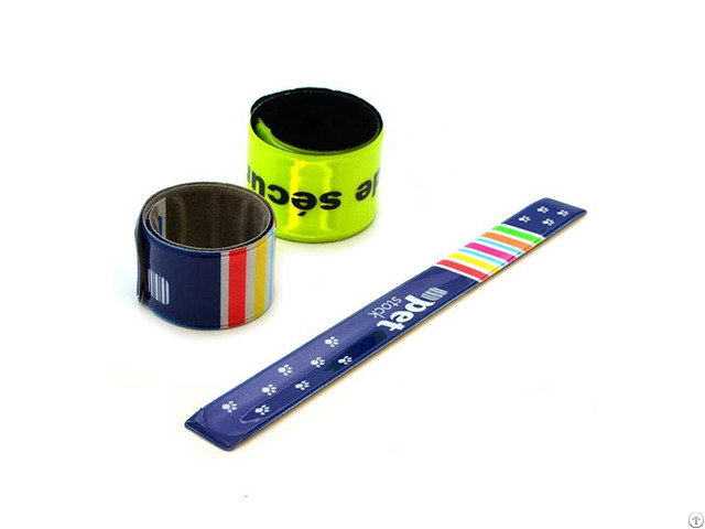 Promotional Pvc Reflective Safety Slap Bracelet Wristband