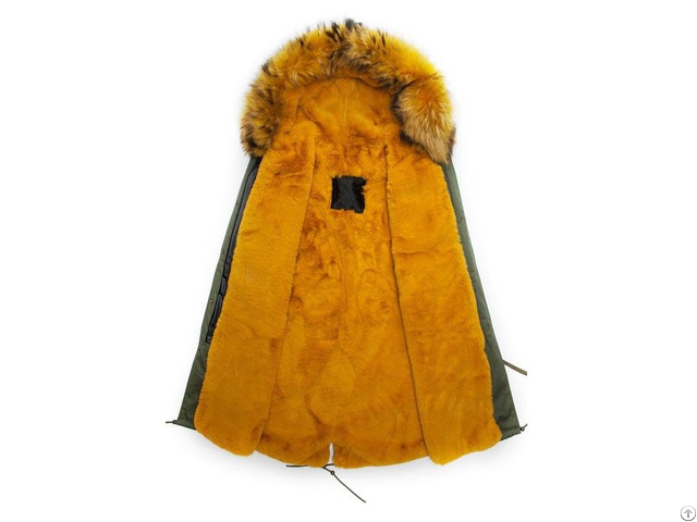 Military Long Parka Women And Men Yellow Faux Fur Coat