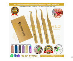 4pcs Pro Best Eyelash Extension Tweezers Set