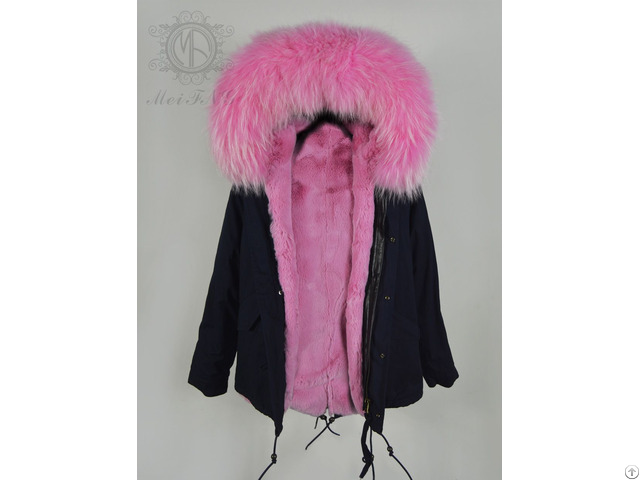 New Trend Parka Winter Women Pink Fur Clothes Warm Wear For Ladies