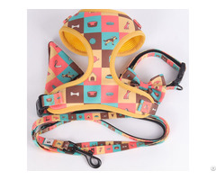 Okeypets Polyester Leash Bandana Bow Breathable Mesh Harness Vest Dog Collar Lead Sets